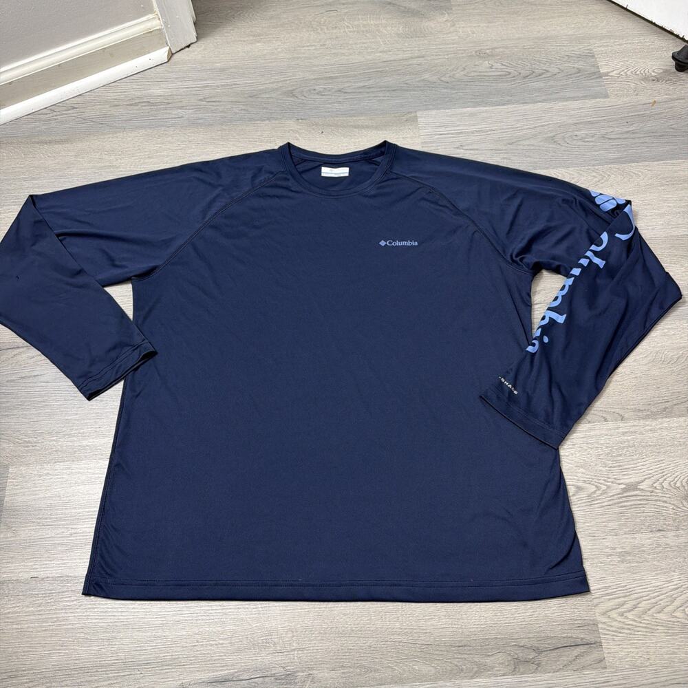 Columbia Terminal Tackle Shirt Mens XLT Blue Long Sleeve Fishing Performance